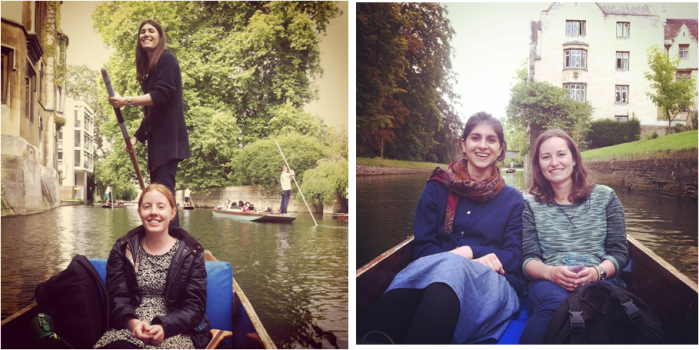 Catherine punting and Annie enjoying the trip; Fay and I enjoying the views along the river. 