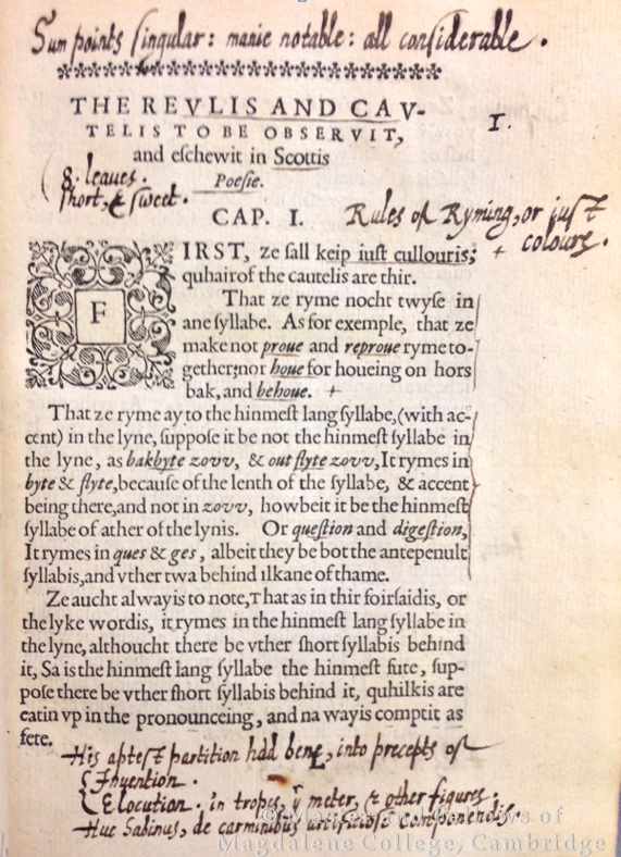 Commentary by Harvey, sig. L., Old Library L. 26(1)