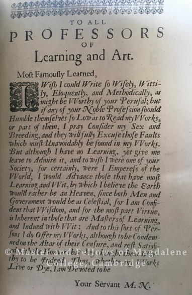 Margaret Cavendish – Magdalene College Libraries