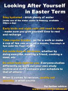 Looking After Yourself in Easter Term