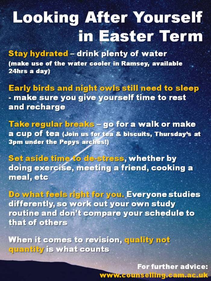 Looking After Yourself in Easter Term